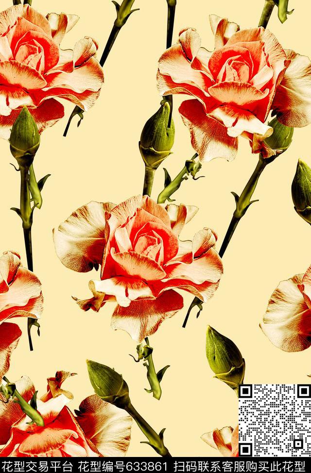 时尚手绘女装裙子花卉数码印花时尚潮流大牌风格印花时尚流行清爽花朵印花数码印花华亿平台下载（图片编号: 633861） - 瓦栏（Walan）