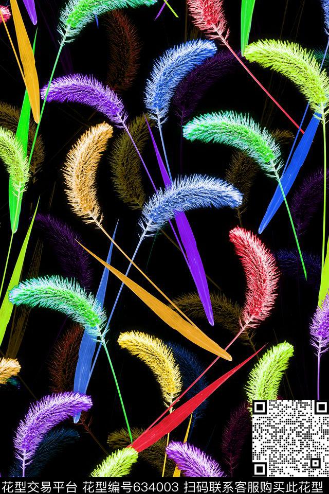 炫彩田园风狗尾巴草数码印花华亿平台下载（图片编号: 634003） - 瓦栏（Walan）