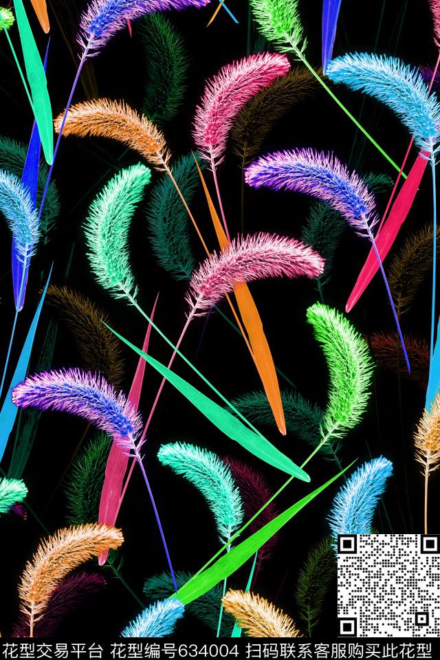 炫彩田园风狗尾巴草数码印花华亿平台下载（图片编号: 634004） - 瓦栏（Walan）