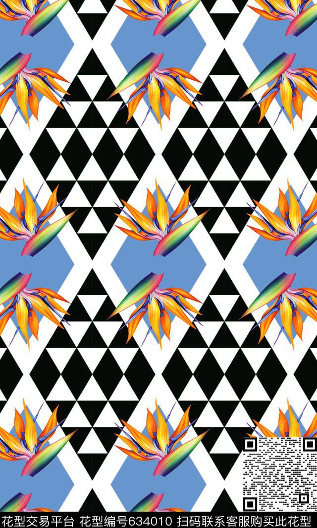 几何热带大牌时尚华亿平台数码印花华亿平台下载（图片编号: 634010） - 瓦栏（Walan）