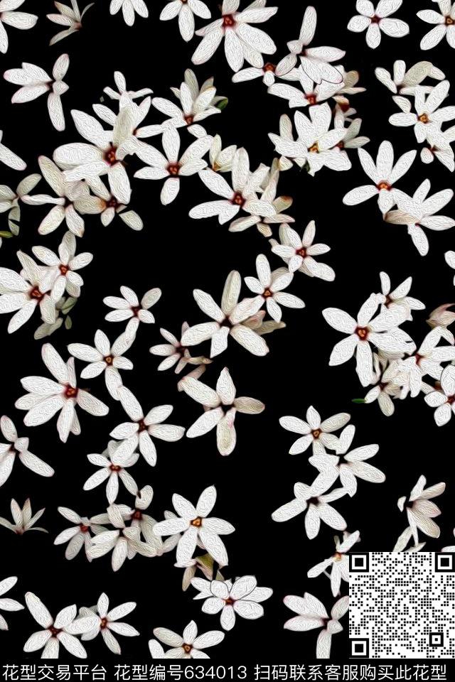 花卉小白花清新数码印花华亿平台下载（图片编号: 634013） - 瓦栏（Walan）