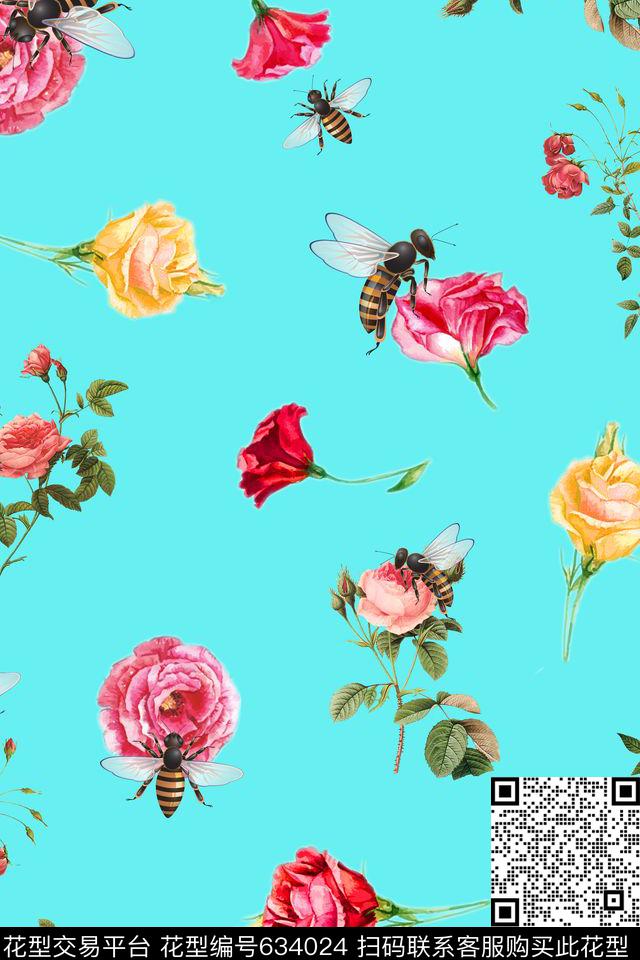 家纺连衣裙花卉数码印花华亿平台下载（图片编号: 634024） - 瓦栏（Walan）