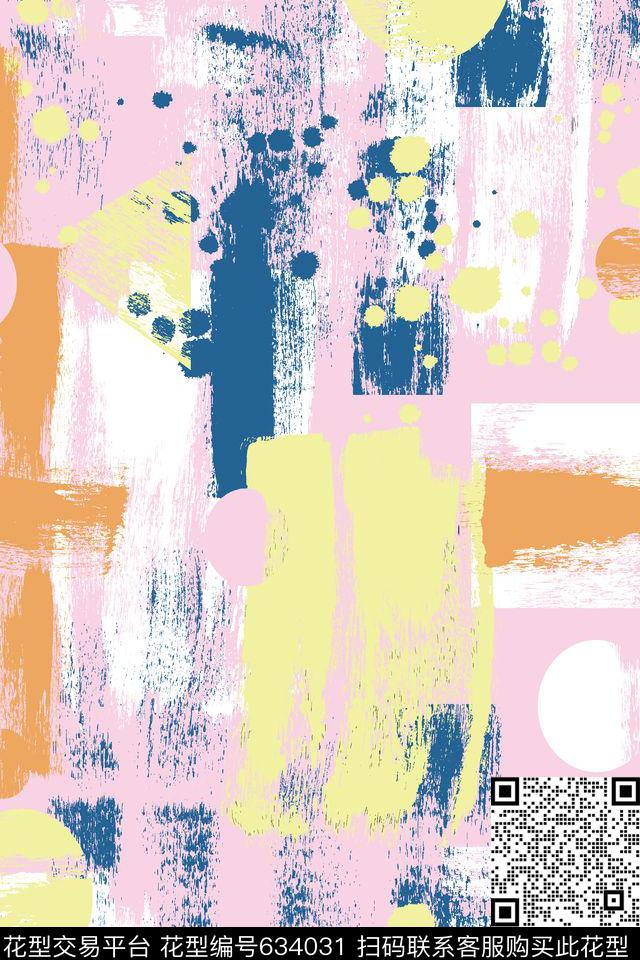 欧美笔刷泼墨传统印花华亿平台下载（图片编号: 634031） - 瓦栏（Walan）