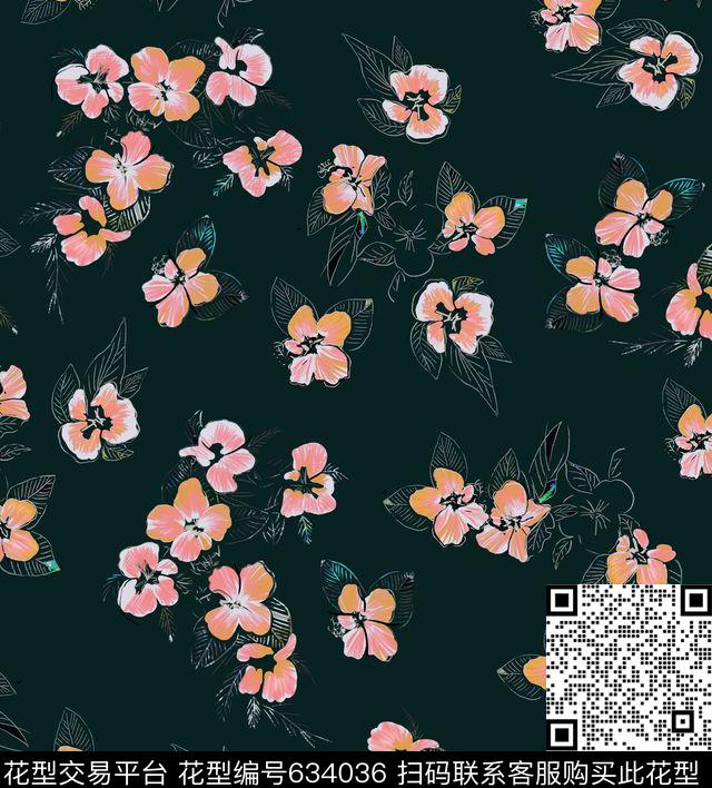 花卉印花手绘数码印花华亿平台下载（图片编号: 634036） - 瓦栏（Walan）