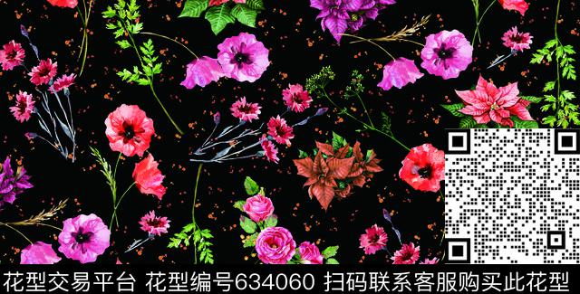 小碎花大花牡丹数码印花华亿平台下载（图片编号: 634060） - 瓦栏（Walan）
