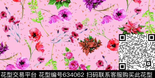 小碎花大花牡丹数码印花华亿平台下载（图片编号: 634062） - 瓦栏（Walan）