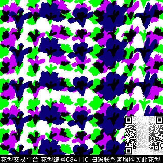 抽象乱花方巾数码印花华亿平台下载（图片编号: 634110） - 瓦栏（Walan）