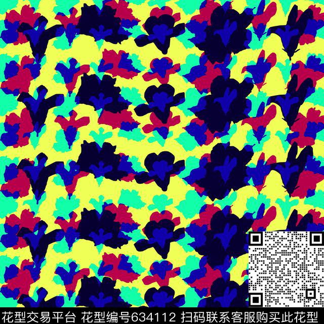 抽象乱花方巾数码印花华亿平台下载（图片编号: 634112） - 瓦栏（Walan）