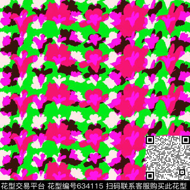 抽象乱花方巾数码印花华亿平台下载（图片编号: 634115） - 瓦栏（Walan）