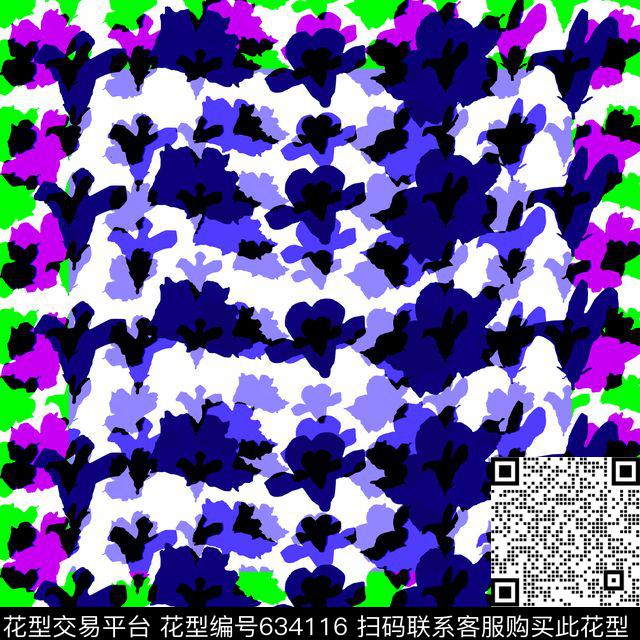 抽象乱花方巾数码印花华亿平台下载（图片编号: 634116） - 瓦栏（Walan）