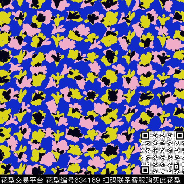 乱花抽象丝巾数码印花华亿平台下载（图片编号: 634169） - 瓦栏（Walan）