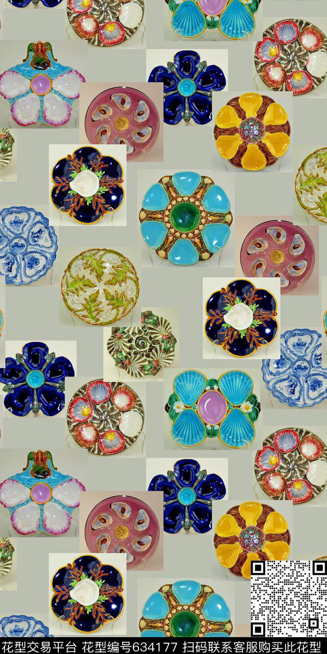 流行时尚趣味瓷盘数码印花华亿平台下载（图片编号: 634177） - 瓦栏（Walan）