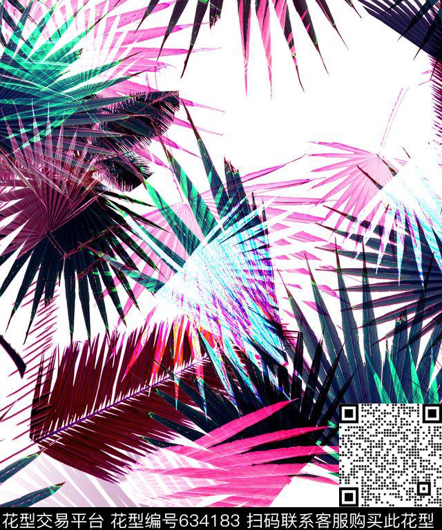 叶子花卉滤镜数码印花华亿平台下载（图片编号: 634183） - 瓦栏（Walan）