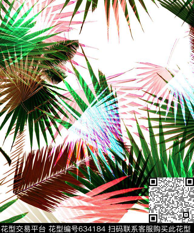 叶子花卉滤镜数码印花华亿平台下载（图片编号: 634184） - 瓦栏（Walan）