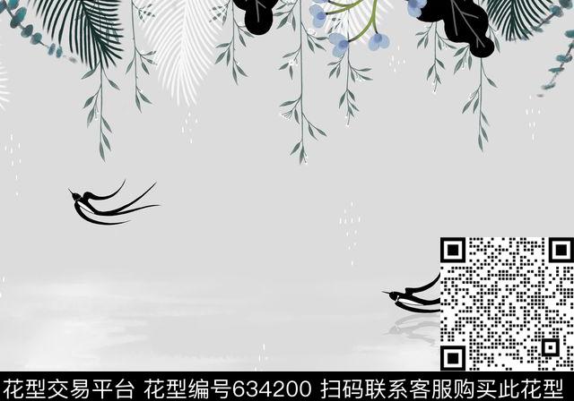 素雅小碎花花鸟数码印花华亿平台下载（图片编号: 634200） - 瓦栏（Walan）