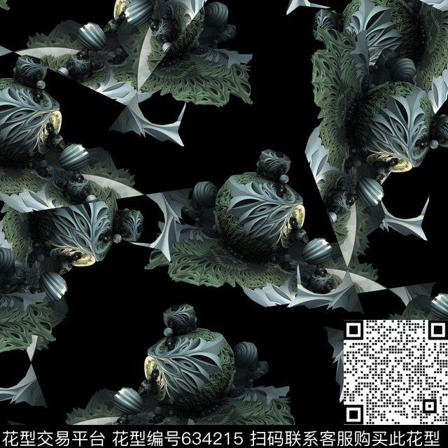 未来主义抽象科技数码印花华亿平台下载（图片编号: 634215） - 瓦栏（Walan）