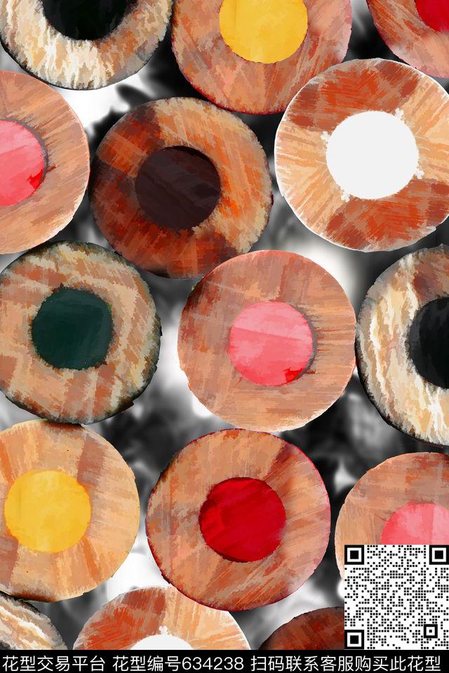 圆圈笔头几何数码印花华亿平台下载（图片编号: 634238） - 瓦栏（Walan）