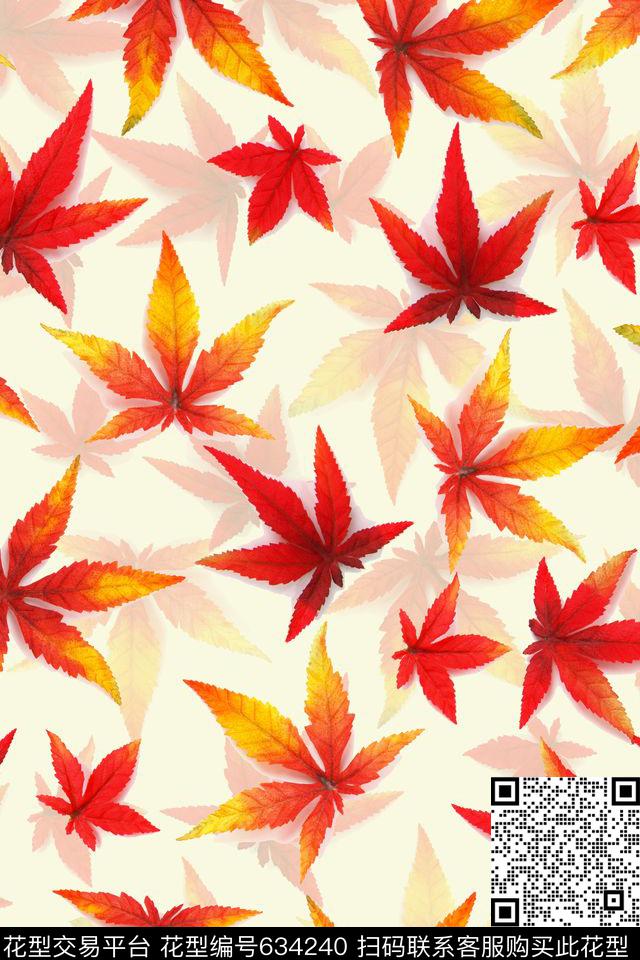 花卉叶子数码印花华亿平台下载（图片编号: 634240） - 瓦栏（Walan）