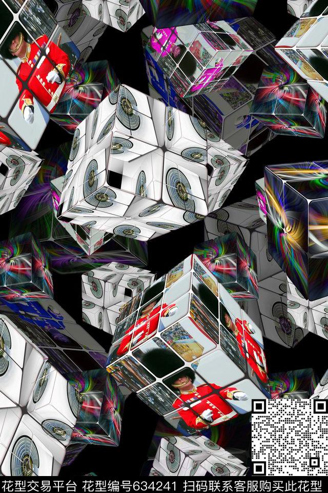 几何魔方抽象数码印花华亿平台下载（图片编号: 634241） - 瓦栏（Walan）