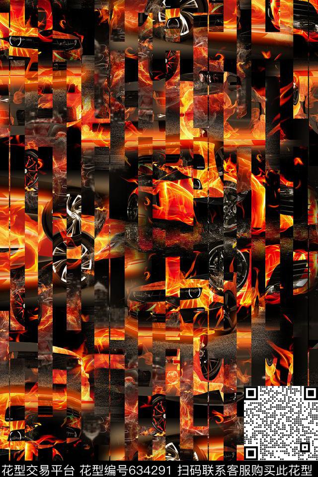 几何线条条纹火焰条纹数码印花华亿平台下载（图片编号: 634291） - 瓦栏（Walan）