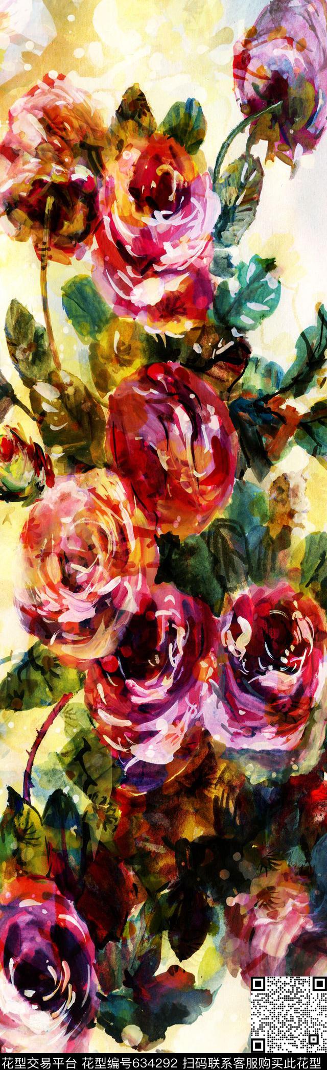 抽象长巾花纹抽象彩图抽象格形数码印花华亿平台下载（图片编号: 634292） - 瓦栏（Walan）