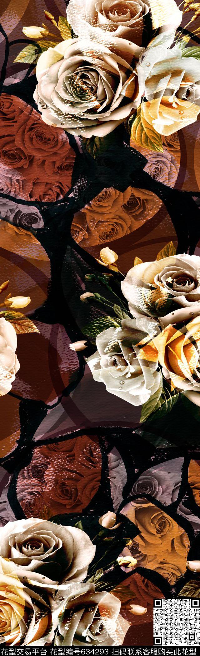 抽象彩图抽象长巾花纹抽象格形数码印花华亿平台下载（图片编号: 634293） - 瓦栏（Walan）