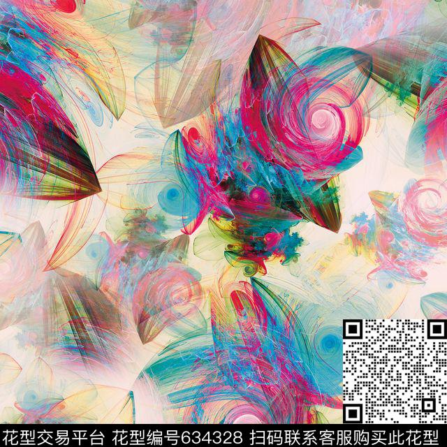 抽象水彩创意抽象数码印花数码印花华亿平台下载（图片编号: 634328） - 瓦栏（Walan）