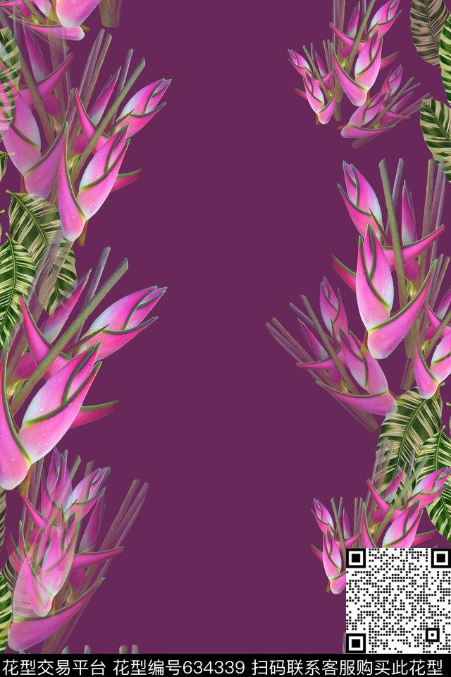 叶子组合热带海滨度假热带植物叶子数码印花华亿平台下载（图片编号: 634339） - 瓦栏（Walan）