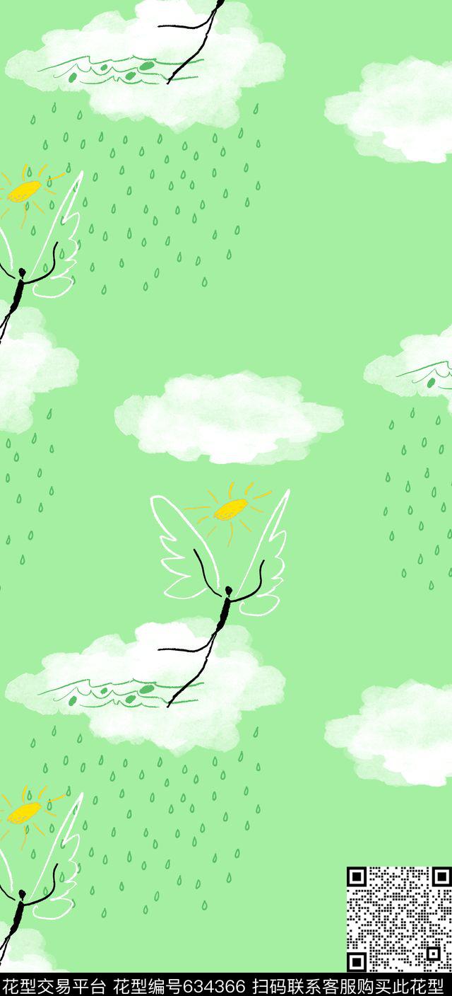 天空云人物传统印花华亿平台下载（图片编号: 634366） - 瓦栏（Walan）