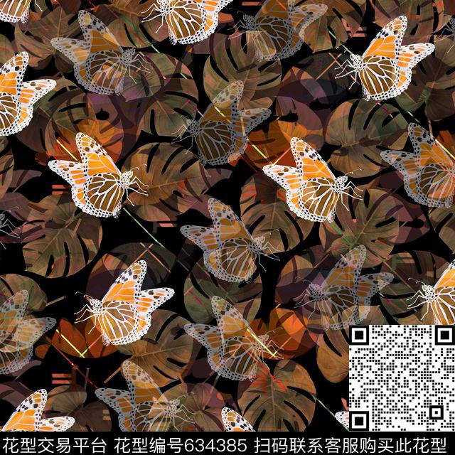 复古花卉蝴蝶数码印花华亿平台下载（图片编号: 634385） - 瓦栏（Walan）