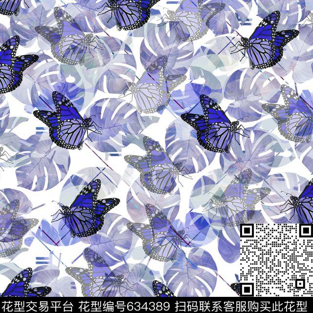 复古花卉蝴蝶数码印花华亿平台下载（图片编号: 634389） - 瓦栏（Walan）