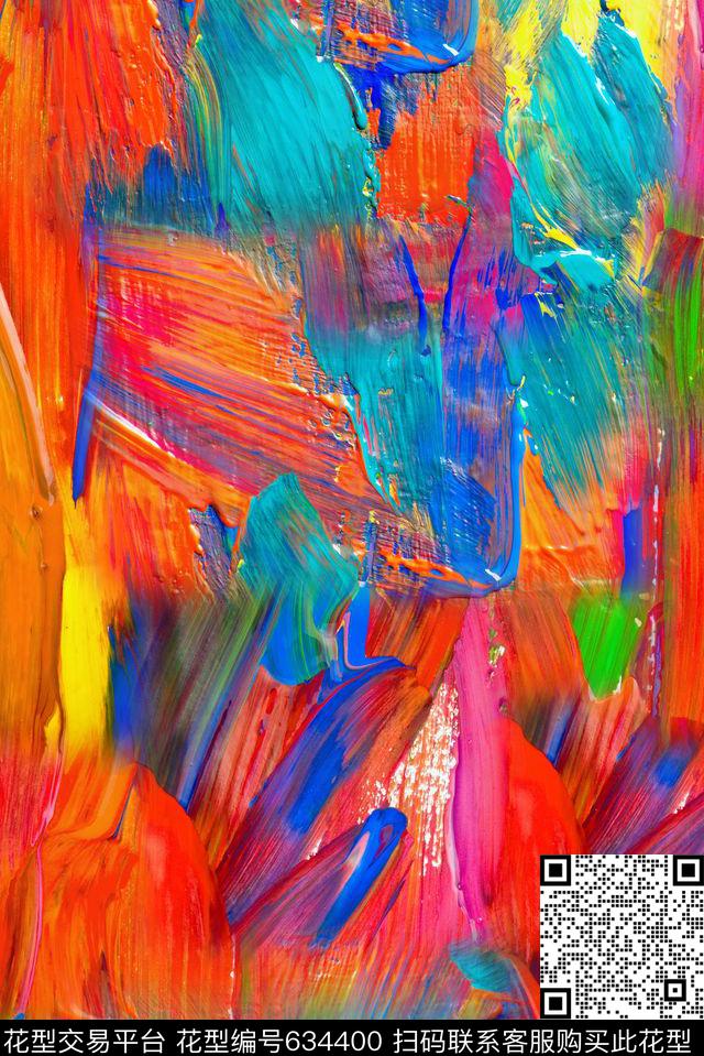油画笔触手绘条纹油画大条纹数码印花华亿平台下载（图片编号: 634400） - 瓦栏（Walan）