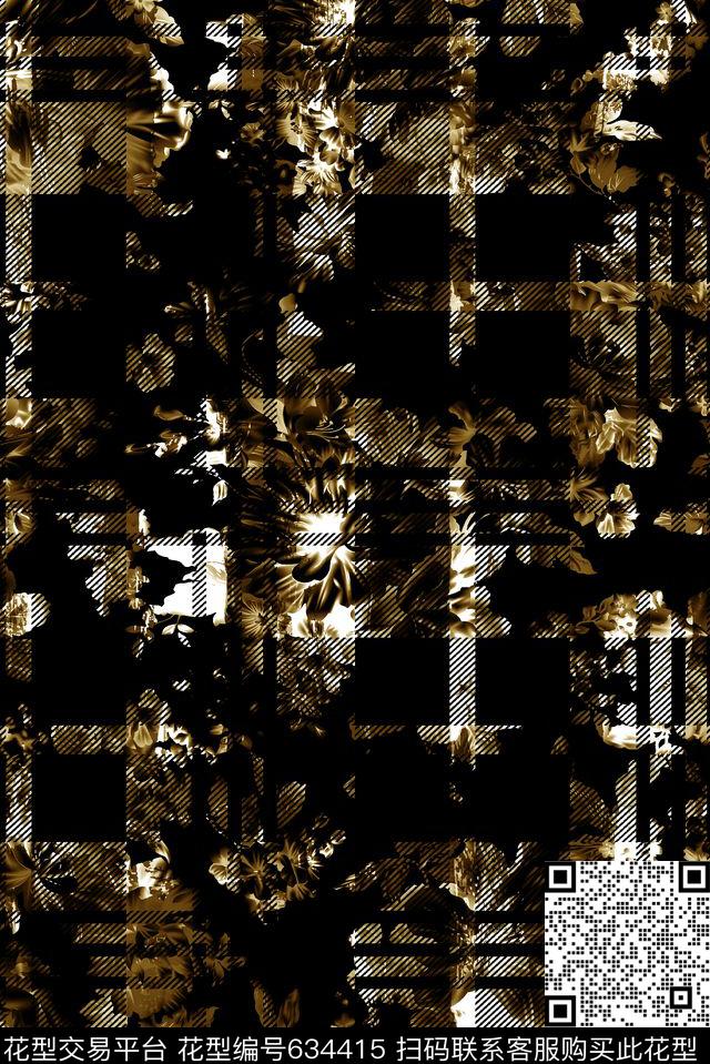 抽象格子男装格子男装羽绒服数码印花华亿平台下载（图片编号: 634415） - 瓦栏（Walan）