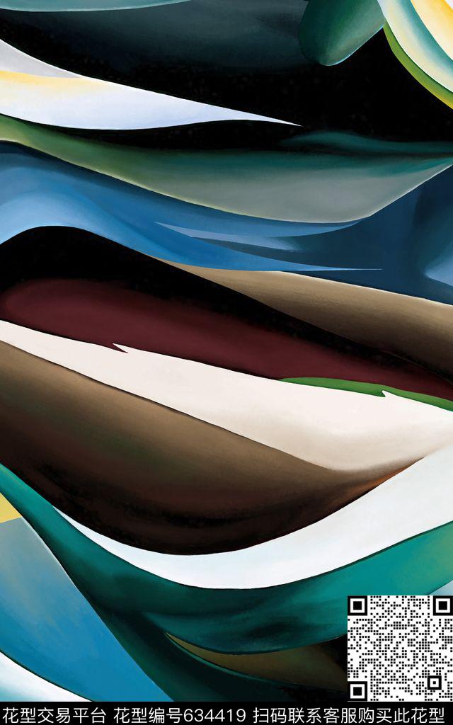 抽象几何大色块。过度数码印花华亿平台下载（图片编号: 634419） - 瓦栏（Walan）