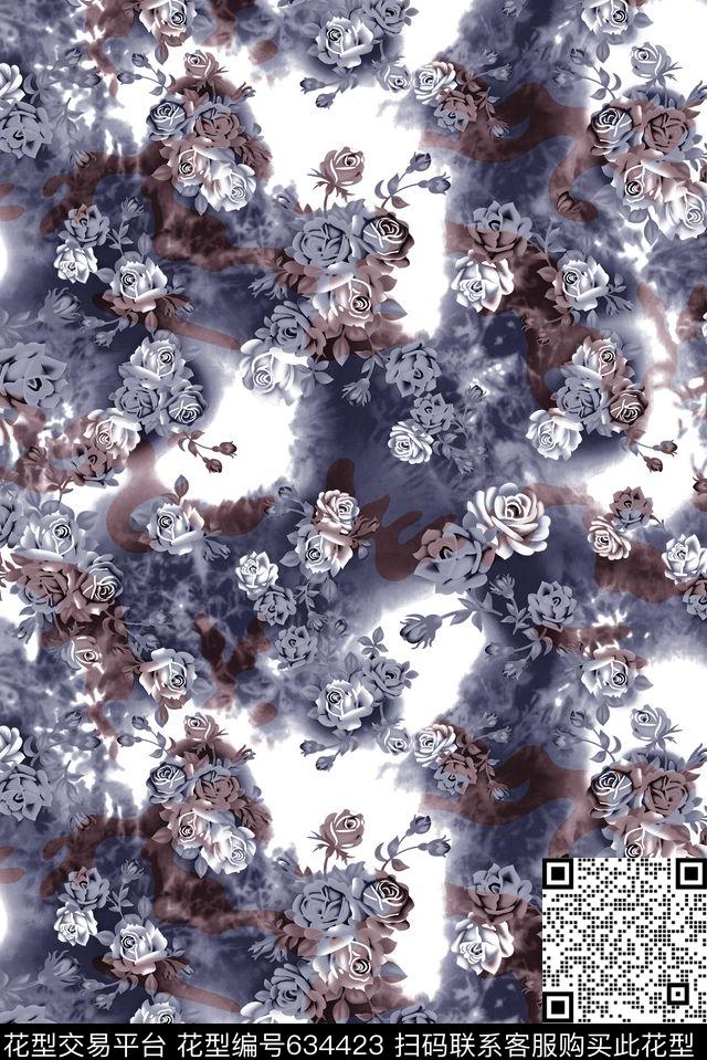花卉纹理花卉男装羽绒服花数码印花华亿平台下载（图片编号: 634423） - 瓦栏（Walan）