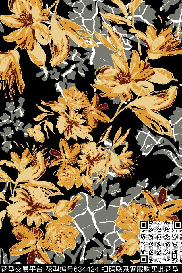 花卉纹理男装羽绒服花数码印花华亿平台下载（图片编号: 634424） - 瓦栏（Walan）