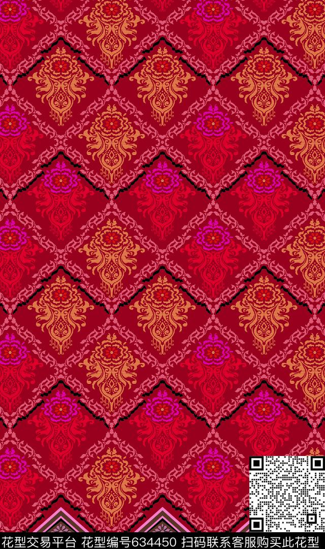 中东云纹欧式传统印花华亿平台下载（图片编号: 634450） - 瓦栏（Walan）