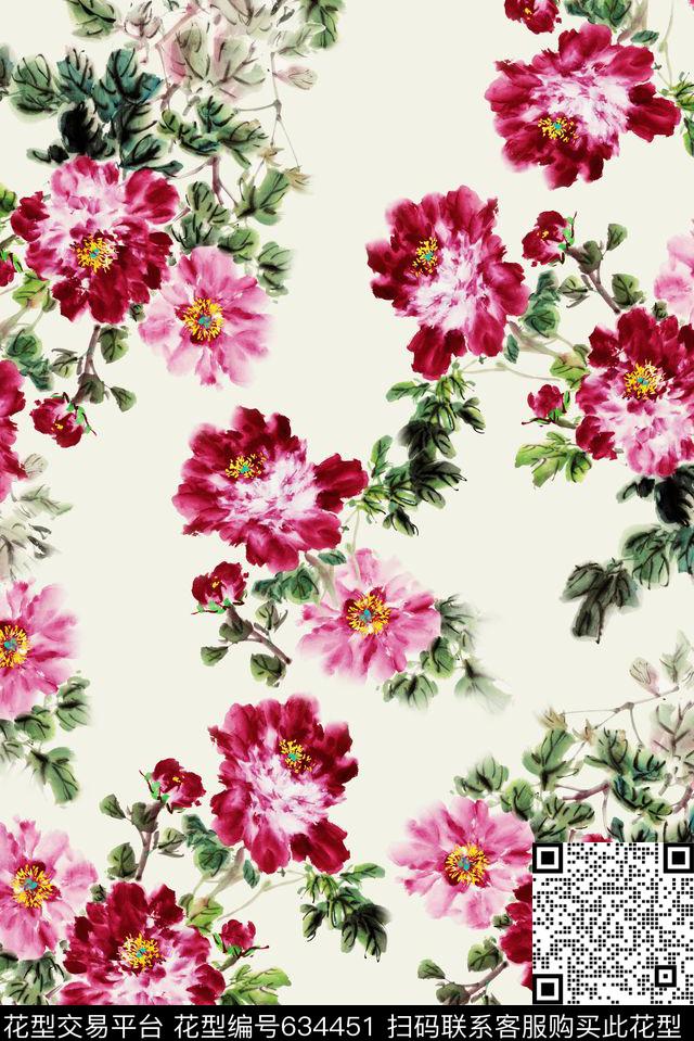 牡丹时尚女装中国风清新中国风数码印花华亿平台下载（图片编号: 634451） - 瓦栏（Walan）