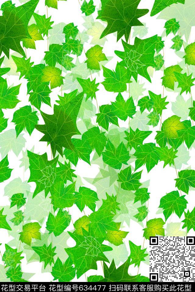 叶子绿叶树叶数码印花华亿平台下载（图片编号: 634477） - 瓦栏（Walan）