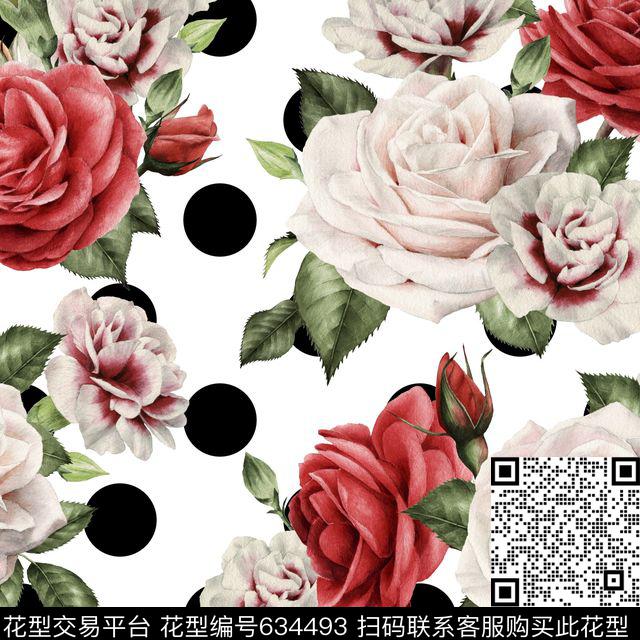 玫瑰花卉花朵数码印花华亿平台下载（图片编号: 634493） - 瓦栏（Walan）