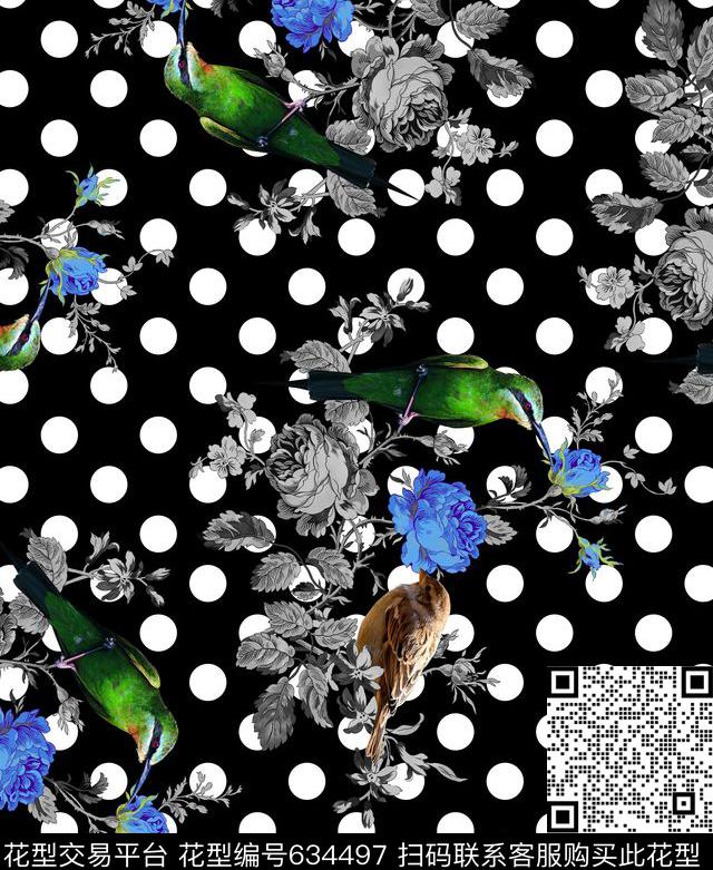 花卉花朵波点数码印花华亿平台下载（图片编号: 634497） - 瓦栏（Walan）