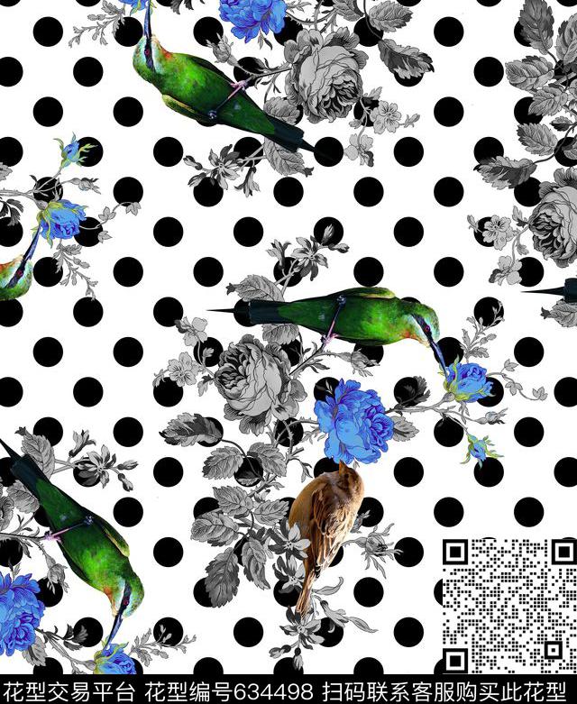 花卉花朵波点数码印花华亿平台下载（图片编号: 634498） - 瓦栏（Walan）