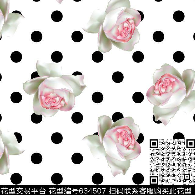 波点花卉花朵数码印花华亿平台下载（图片编号: 634507） - 瓦栏（Walan）