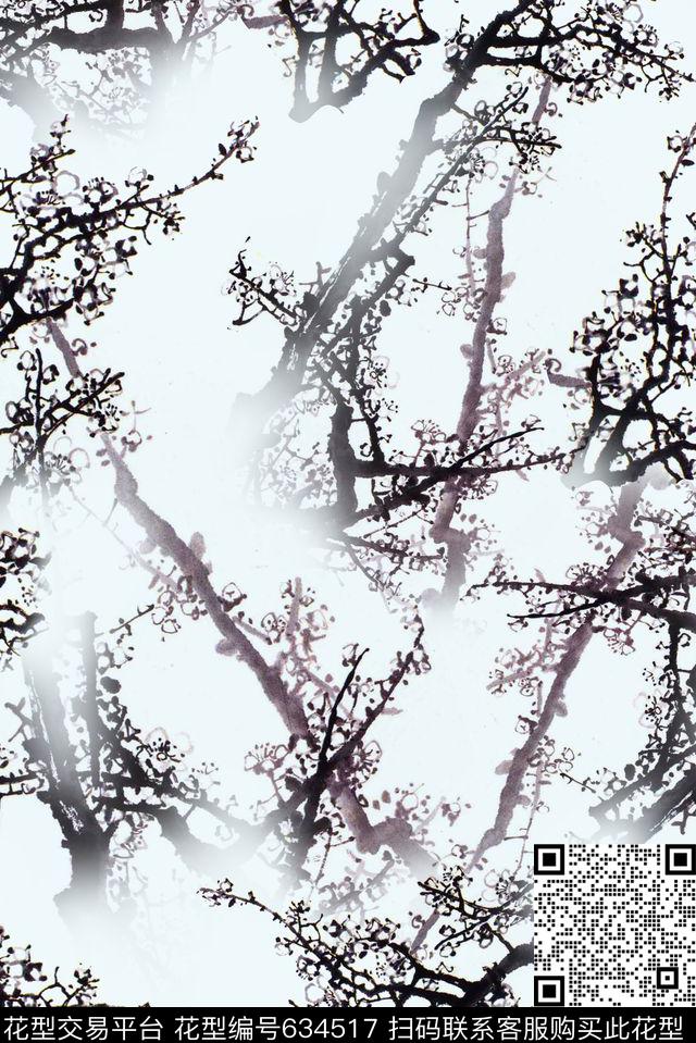 时尚女装中国风国画写意中国风数码印花华亿平台下载（图片编号: 634517） - 瓦栏（Walan）