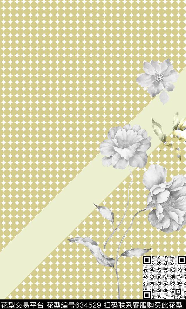 时尚女装衬衫裙款花卉几何数码印花华亿平台下载（图片编号: 634529） - 瓦栏（Walan）