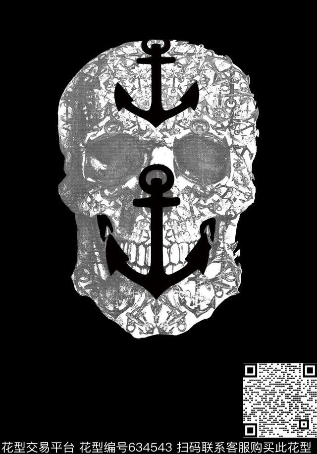 船锚骷髅头传统印花华亿平台下载（图片编号: 634543） - 瓦栏（Walan）