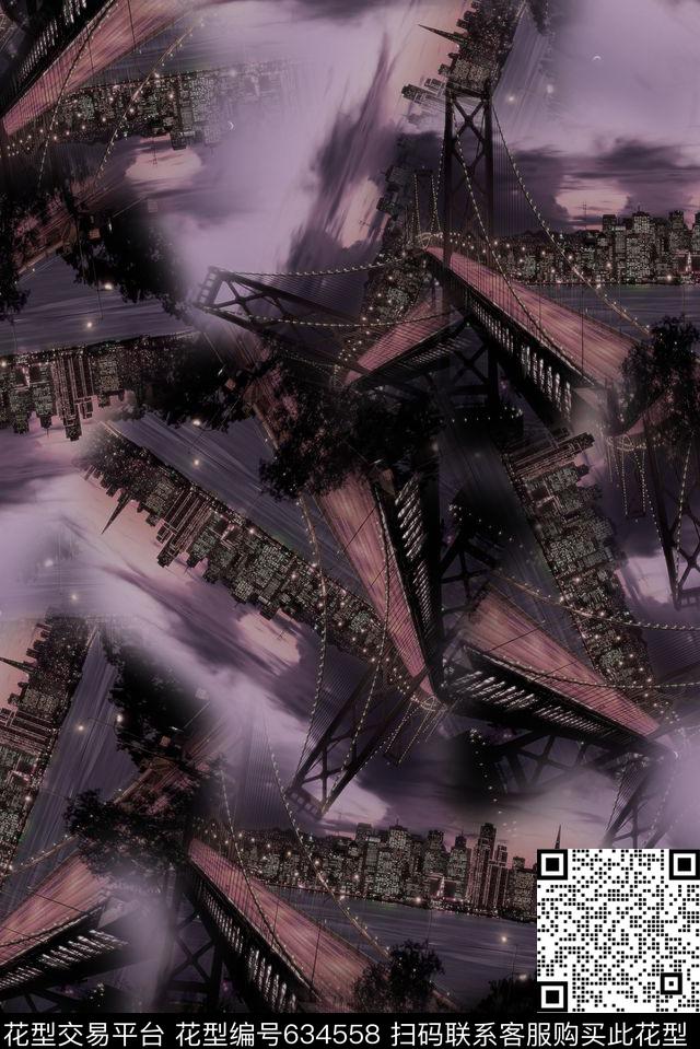 抽象暗黑夜景数码印花华亿平台下载（图片编号: 634558） - 瓦栏（Walan）