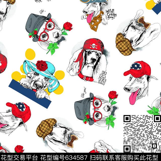 卡通狗爵士狗数码印花华亿平台下载（图片编号: 634587） - 瓦栏（Walan）