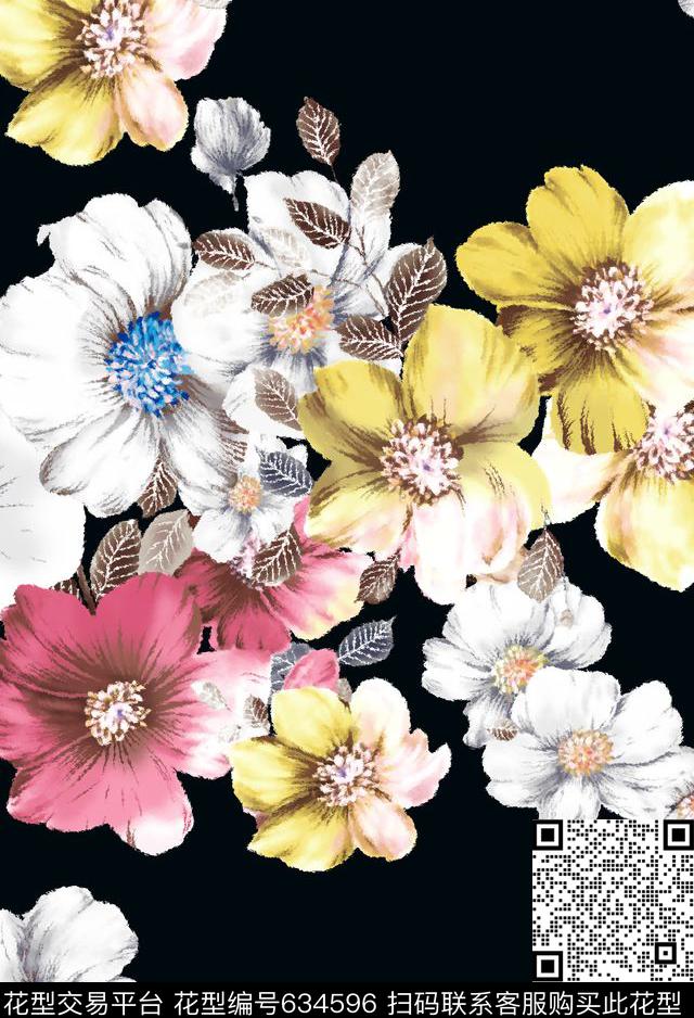 数码花乱花花朵数码印花华亿平台下载（图片编号: 634596） - 瓦栏（Walan）