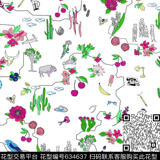 SHOPSTYLE手绘花动物印花华亿平台下载（图片编号: 634637） - 瓦栏（Walan）